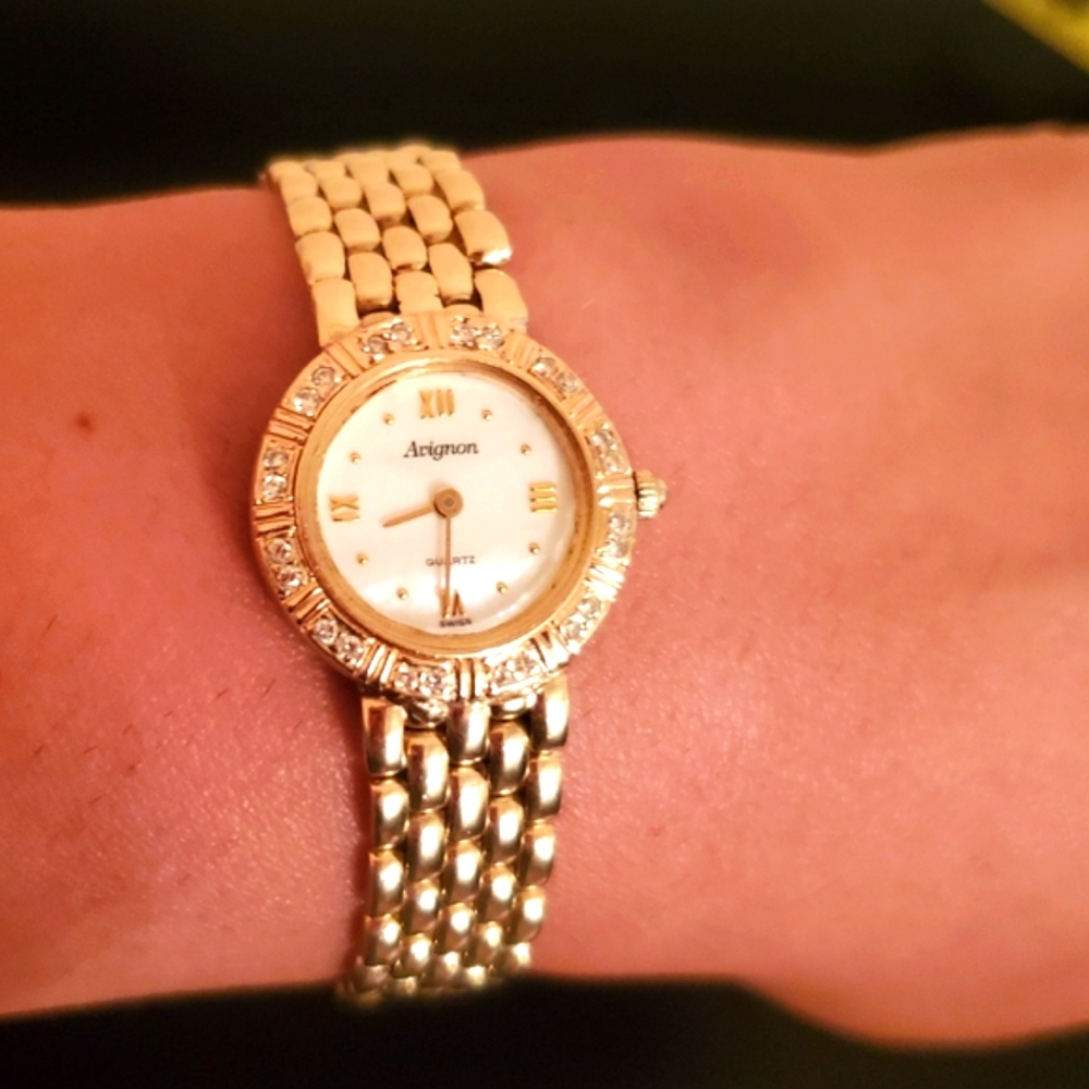 14kt GOLD LADIES WATCH Diamond Dial w/ Panther Link Band.